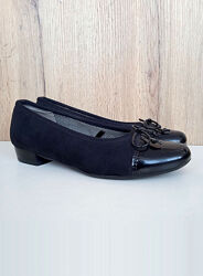 Німецькі туфлі на низькому, чорні балетки, жіночі човники на широку ногу 37