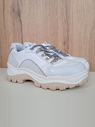 Жіночі кросівки, масивні кеди на товстій підошві, білі з сірим літо демі 39