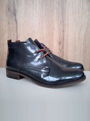 Сірі лаковані черевики жіночі демі напівчеревики на низькому осінь весна 40