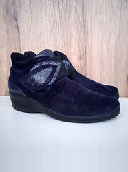 Натуральні замшеві демі черевики, жіночі напівчеревики сині, весна осінь 40