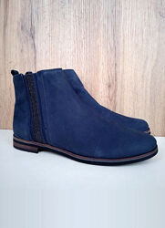 Нові німецькі черевики, сині демі напівчеревики нубук на низькому, осінь 41