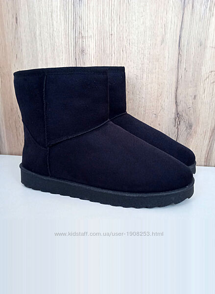 Нові німецькі уггі, теплі жіночі черевики, чорні чоботи на широку ногу, 41