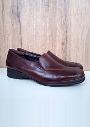 Жіночі шкіряні німецькі туфлі великого розміру, демі лофери коричневі, р 43