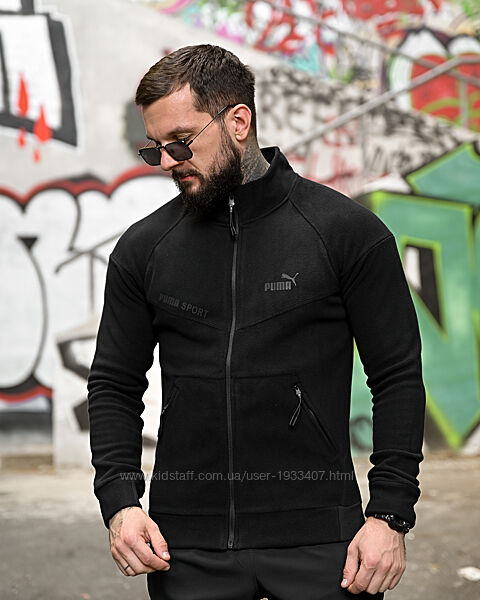 Чоловіча фліска кофта чорна тепла