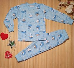 Теплая пижама с начесом для детей на 2- 5 лет