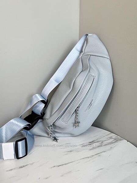 Сумка бананка, поясна жіноча блакитна