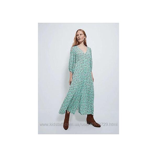 Длинное мятное цветочное платье George 4xl