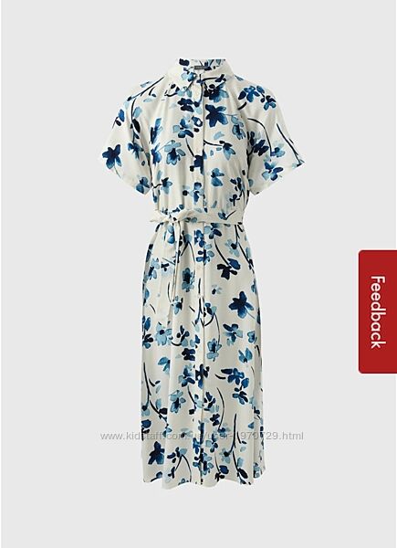 Белое с цаеточным принтом платье рубашка миди Papaya