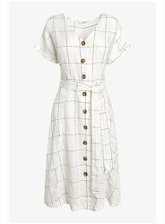 Белое платье рубашка миди Next лён