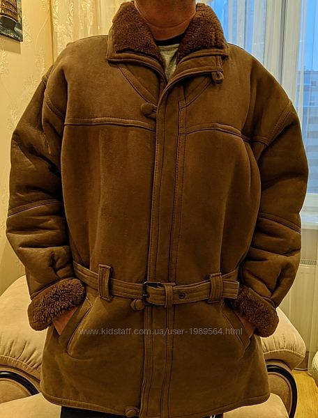 Дубленка мужская, коричневая, натуральная овчина, Турция, разм. XXL.
