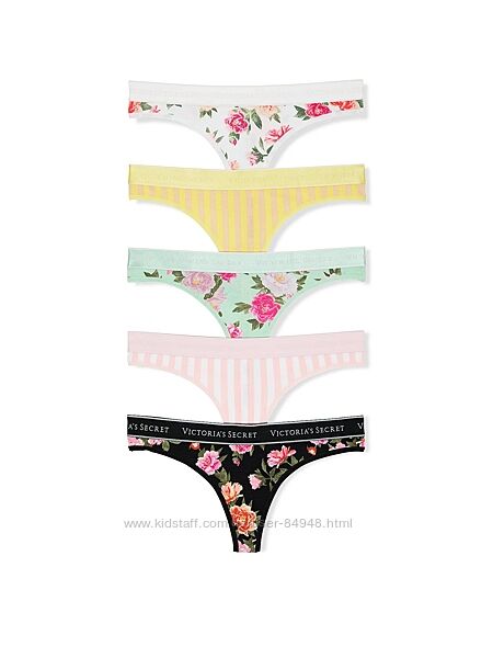 Трусики стринги Victoria&acutes Secret Logo Cotton Thong Panties. Оригинал