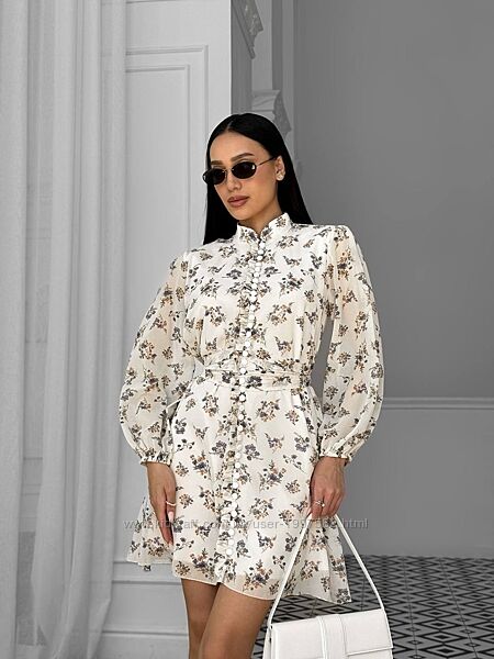 Вечірня шифонова сукня міні плаття з гудзиками літня біла блакитна