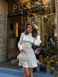 Вечірня шовкова сукня міні з відкритою спиною плаття з довгим рукавом