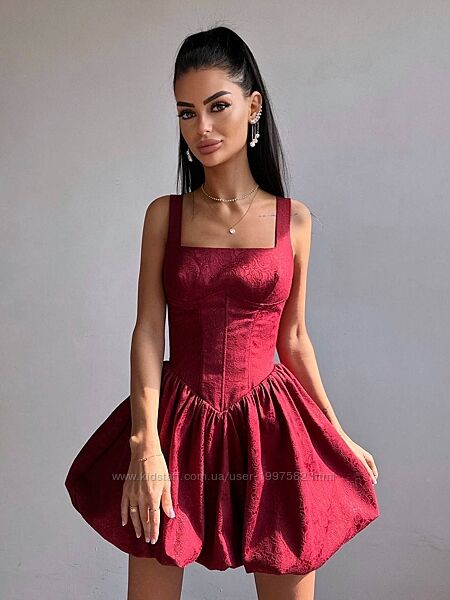 Вечірня сукня міні з пишною спідницею-балоном корсетна чорна біла рожева