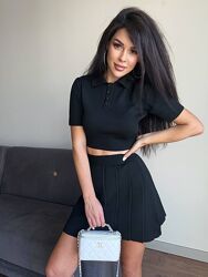 Жіночий костюм вязаний літній з спідницею 