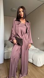 Шовковий Костюм-Трійка в стилі oversize штанисорочкахустинка 