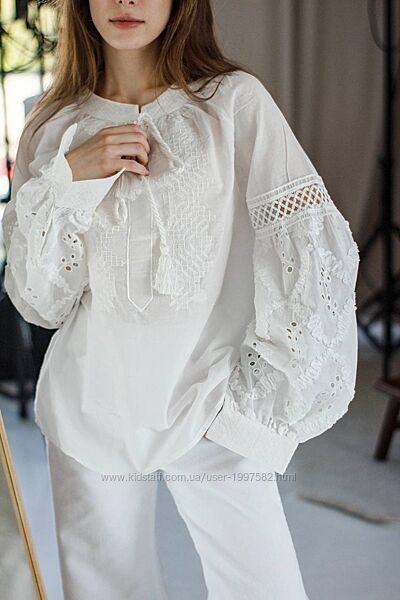 Вишиванка на завязці та з мереживом 6059