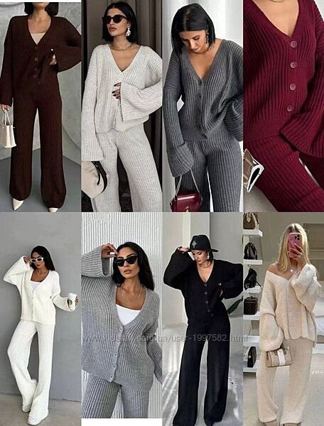 Жіночий костюм теплий вязаний трикотажний з штанами з кофтою
