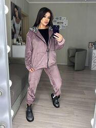 Костюм велюровий двійка брюки і кофта на молніі Модель 2109 