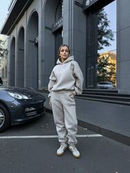 Базовий костюм. Костюм з двойним капюшоном. Кофта Оверсайз, висока посадка 