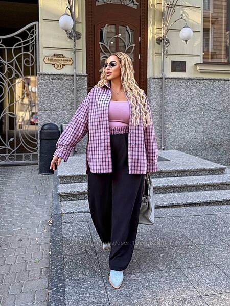 Костюм двійка брюки палаццо з акцентним поясом і сорочка на ґудзиках вільно