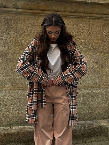 Універсальна та стильна сорочка оверсайз в трендову клітинку із високоякісн