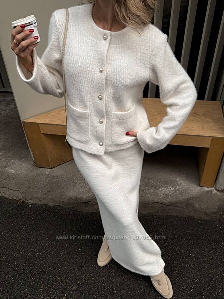 Трикотажний костюм-двійка Верх вкорочений жакет/кардиган без коміра