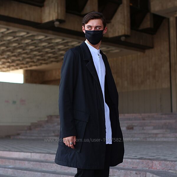 Плащ-пальто із софтшелу Якудза. Пальто приталеного крою, середньої довжин