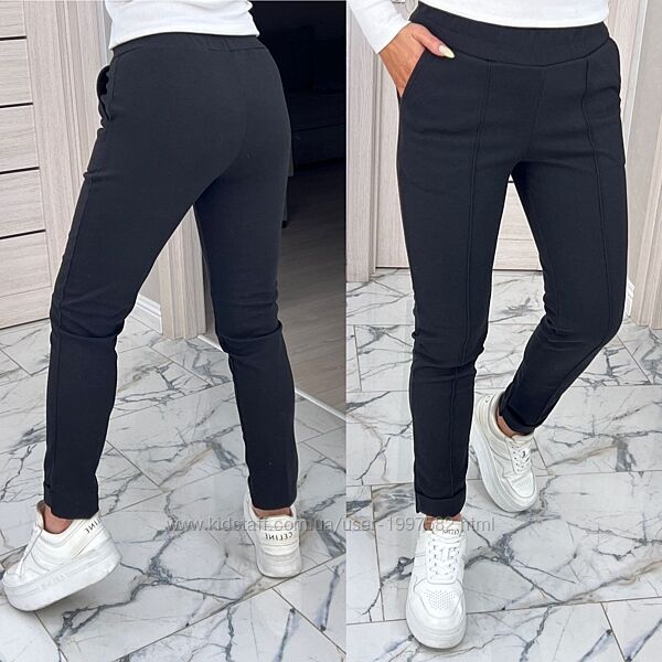 Теплі жіночі брюки Робочі кишені, талія на резинці Низ асиметричний