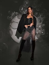 Комплект піджак корсет бюстьє спідниця зі стразами