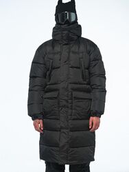 Зимовий водо-вітрозахисний пуховик  Довгий пуховик з обємним та гли