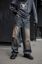 Джинси баггі з подертостями Варені мішкуваті джинси з ефектом потертостей і