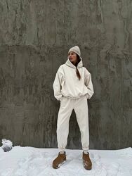 Жіночий спортивний костюм теплий на флісі оверсайз зимовий з капюшоном