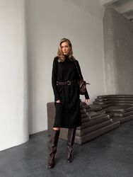 Жіноча сукня міді з горлом тепла в&acuteязана з довгим рукавом вільна зимова