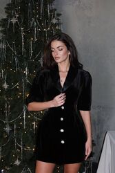 Вишукана елегантна сукня з костюмного оксамиту  Пишні рукава, затяжка на та