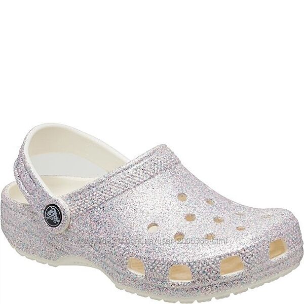 дитячі блискучі шльопанці Crocs Classic Glitter Clog оригінал с7, с9, c10