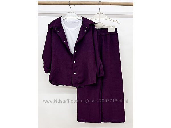 Комплект трійка рубашка штани палаццо в розмірах