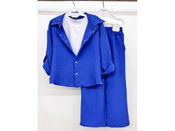 Комплект трійка рубашка штани палаццо в розмірах