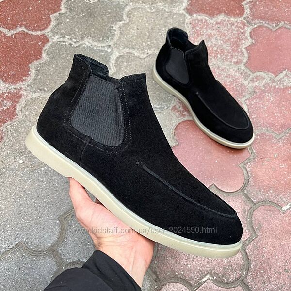 Новинка Стильні та комфортні замшеві челсі на байці великий розмір