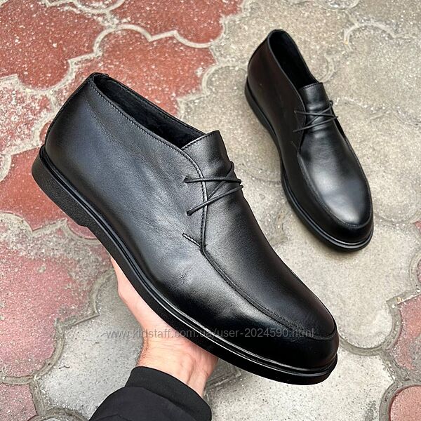 Новинка Шкіряні чоловічі лофери на байці великий розмір