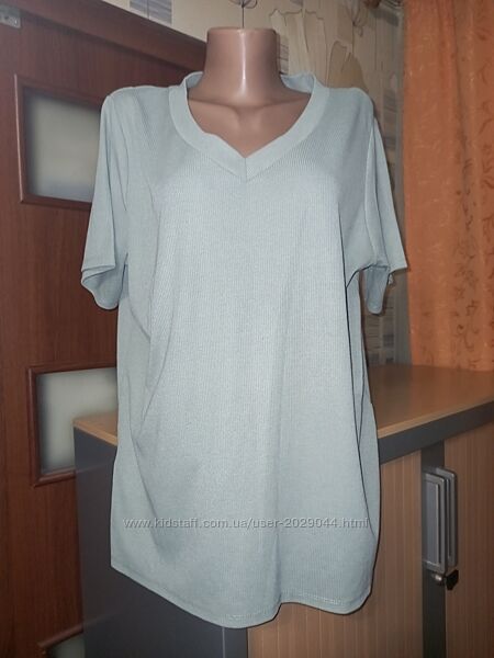 Оливковая футболка в рубчик, размер 16 - L - 50