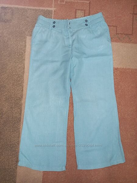 Широкие льнянные брюки-палаццо, размер 16 - L - 50