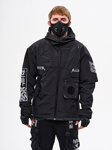 Вітровка з принтами Даркнет, чорний