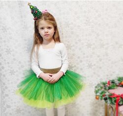 Спідничка зелена, пишна. Спідничка ялинка, ельф. Новорічна спідниця