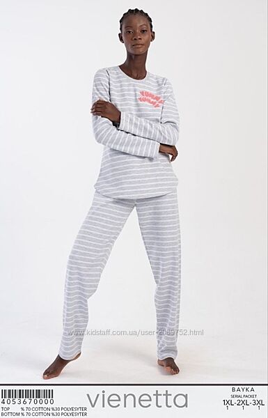 Піжами на байці для дому та сну великих розмірів 