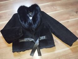 Мутонова шубка авто леді з натуральним хутром 46 розмір 