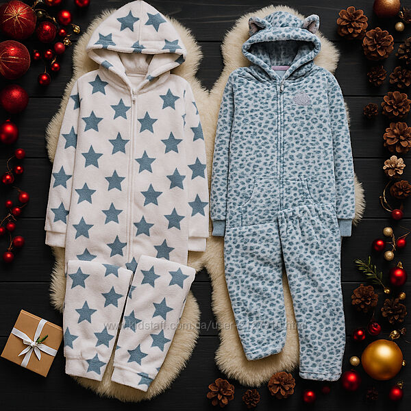 Cozy розм. M флісовий кігурумі, піжама з капюшоном. Анімалістичний принт і 