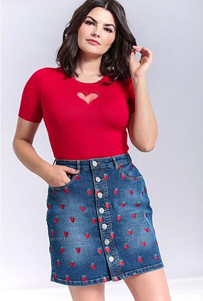 Спідниця джинсова міні з вишивкою у ретро стилі hell bunny 