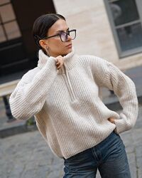 Светр в&acuteязаний на блискавці беж ВТ679719 - 03