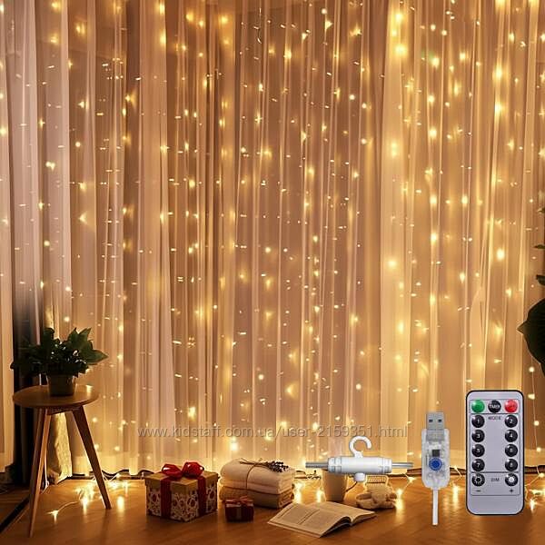 Xmas гірлянда штора 2м2м 160 led WW-9 тепла біла ТР6520